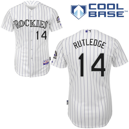 Josh Rutledge #14 MLB Jersey-Colorado Rockies Men's Authentic Home White Cool Base Baseball Jersey